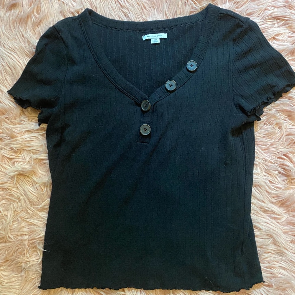 Black American Eagle Button Shirt